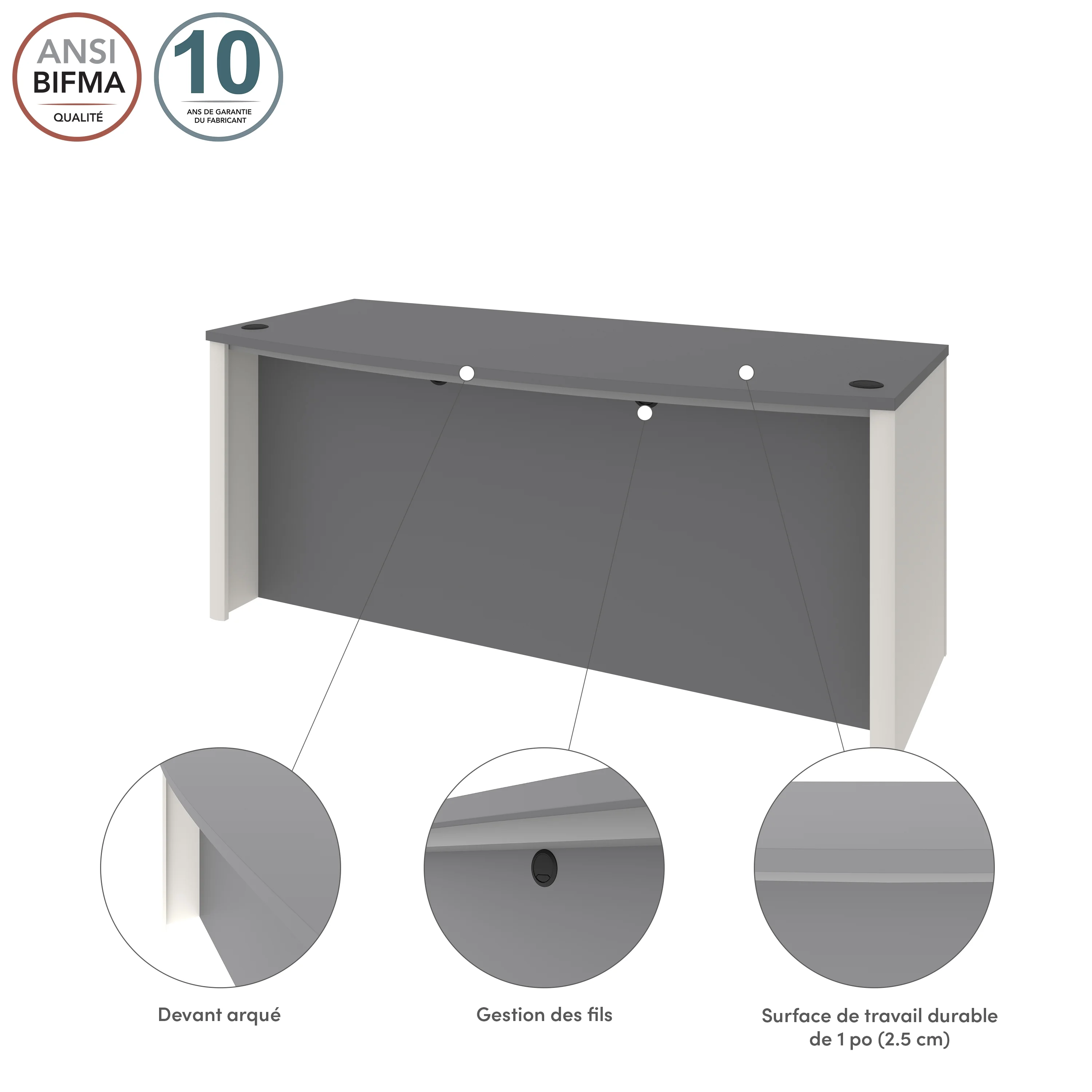 Bestar Connexion 72W Desk Shell in slate & sandstone