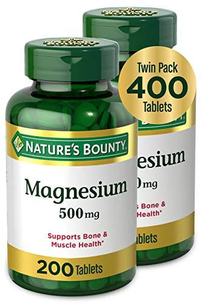 Nature's Bounty Magnesium by Nature's Bounty, 500mg Magnesium for Bone & Muscle Health, Twin Pack 400 Tablets, 400 Count