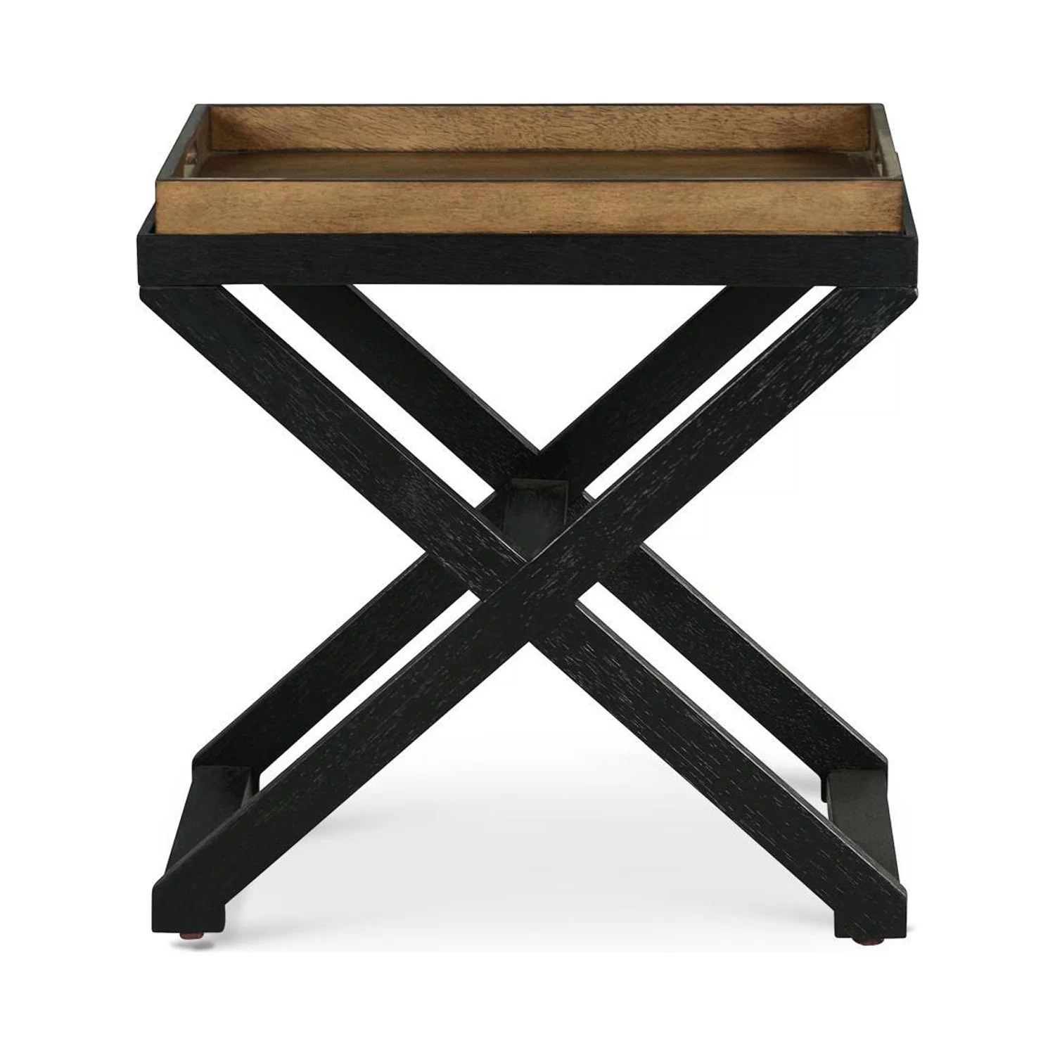 Topeka Walnut and Ebony Solid Wood Chairside Table