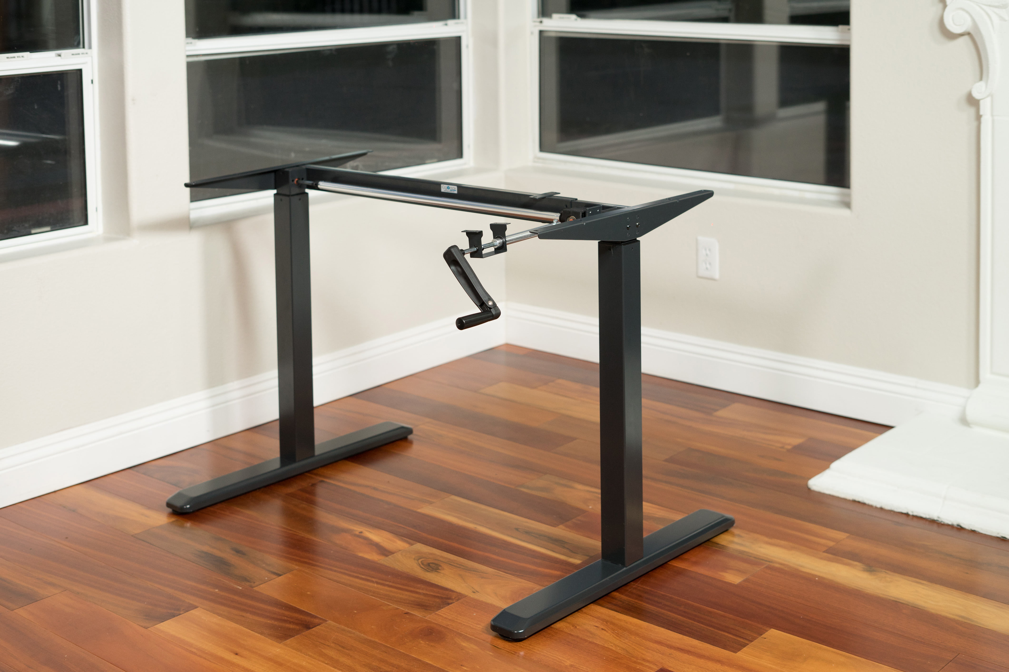 ErgoMax Black Height Adjustable Crank Desk Frame, Tabletop Not Included, 45 Inch Max Height