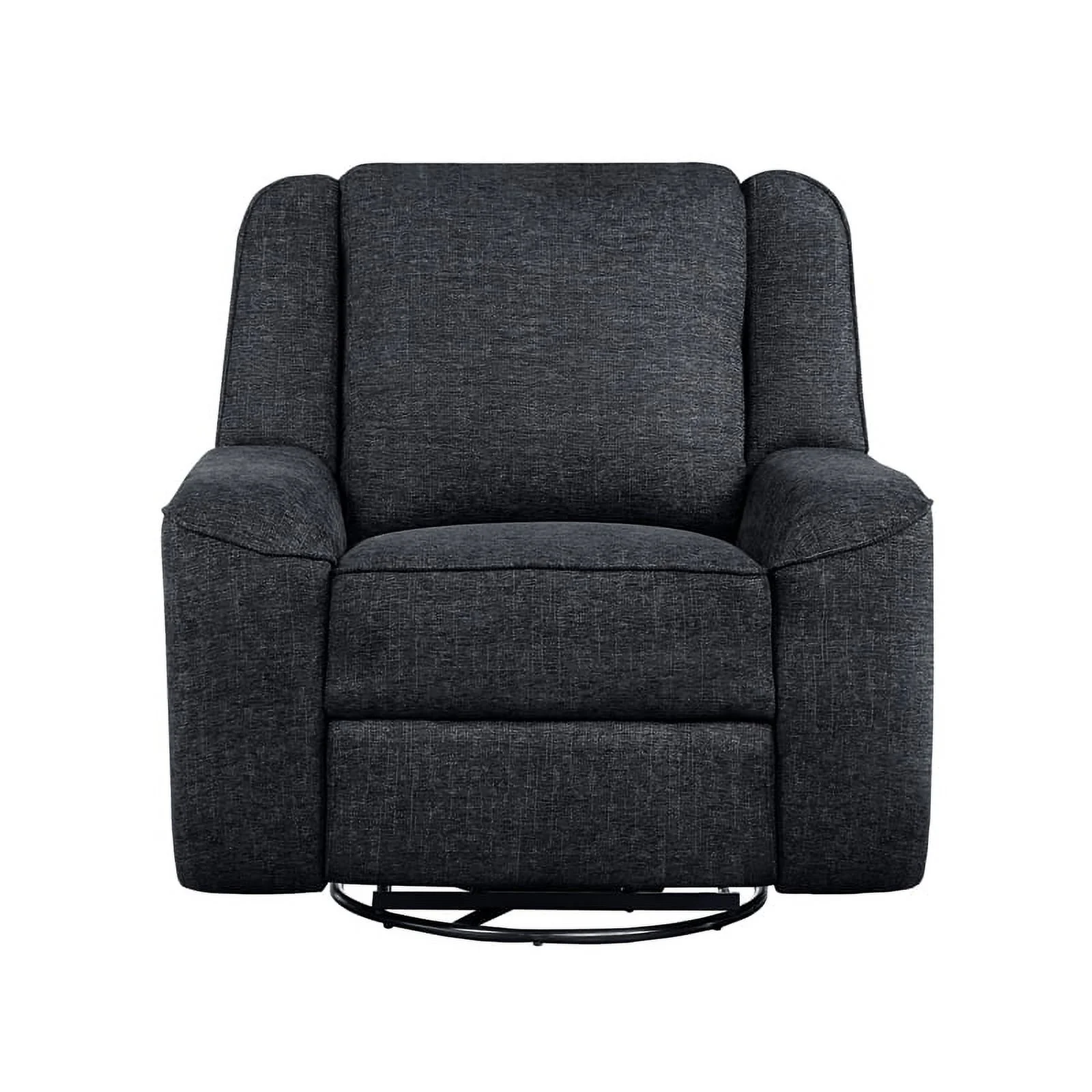 Lexicon Monterey Chenille Upholstered Swivel Reclining Chair in Ebony