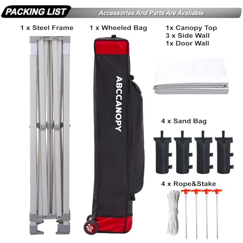 ABCCANOPY Easy Pop Up Canopy Tent with Sidewalls 10x10 Commercial -Series, White