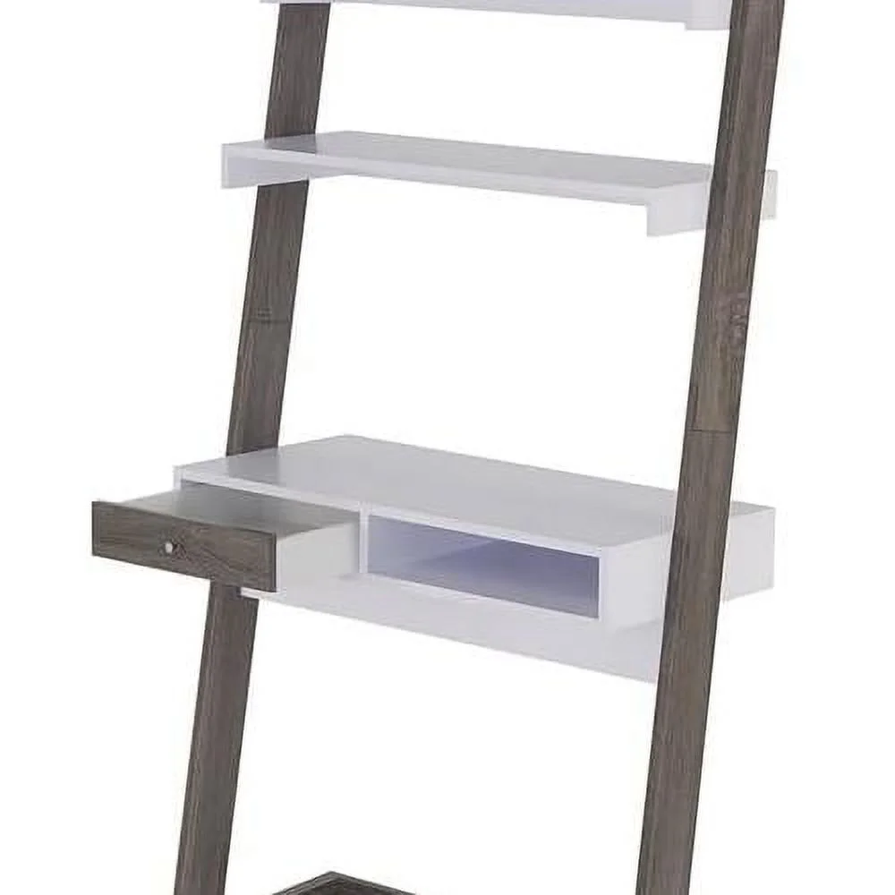 Lazlo Wood Writing Desk With Shelves In Distressed Gray