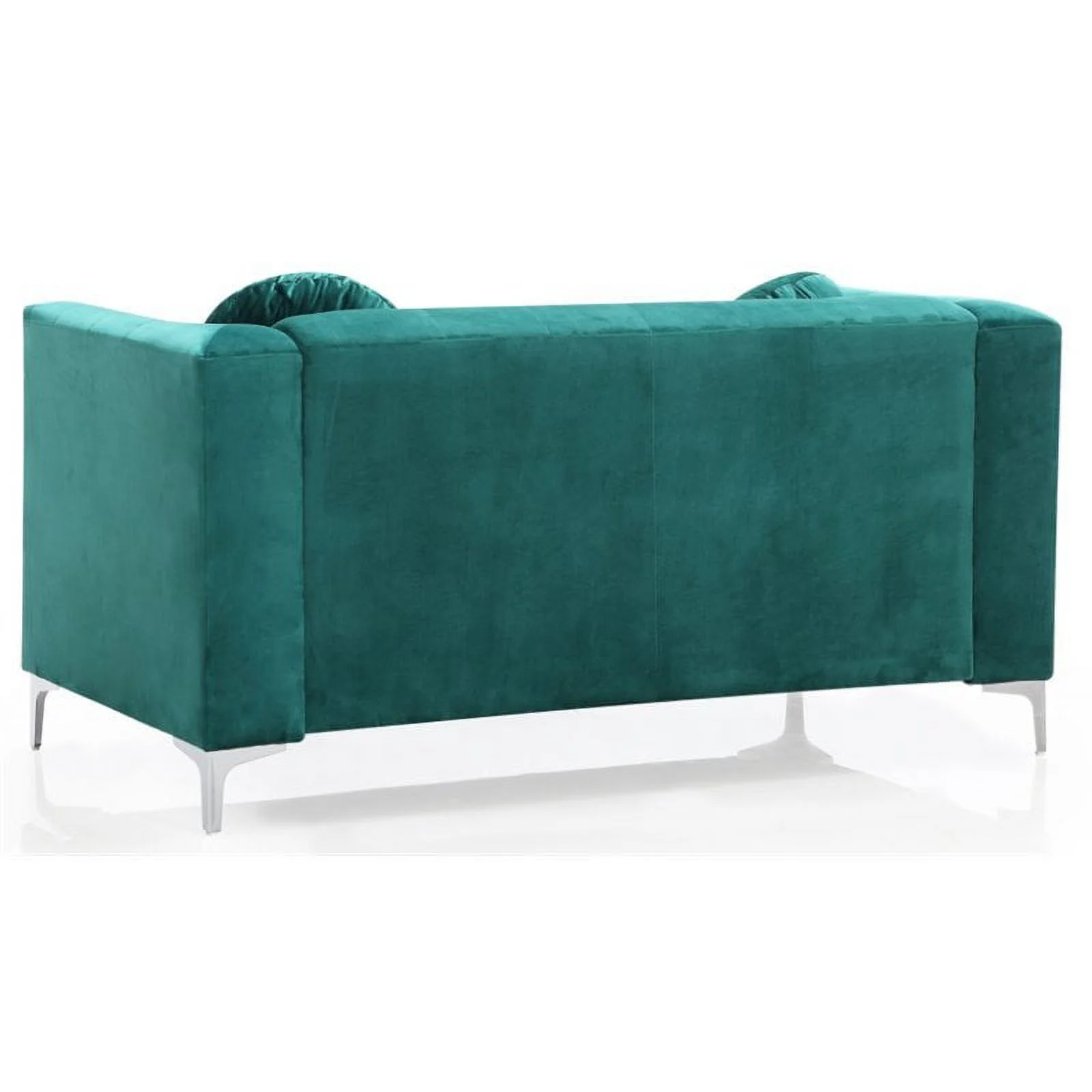 Home Square 2-Piece Set with Velvet Sofa Chaise and Loveseat in Green