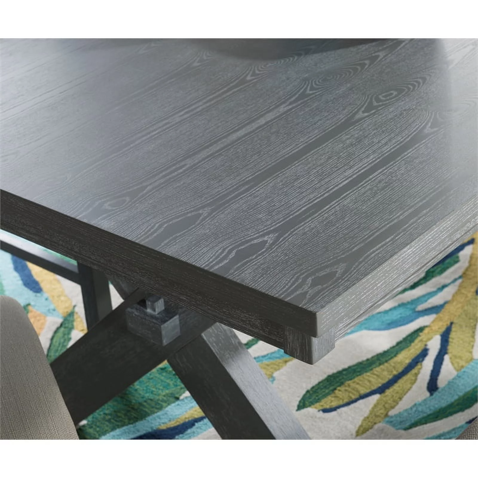 Turino Farmhouse 6-Piece Dining Set, Weathered Gray Base with Tan Fabric