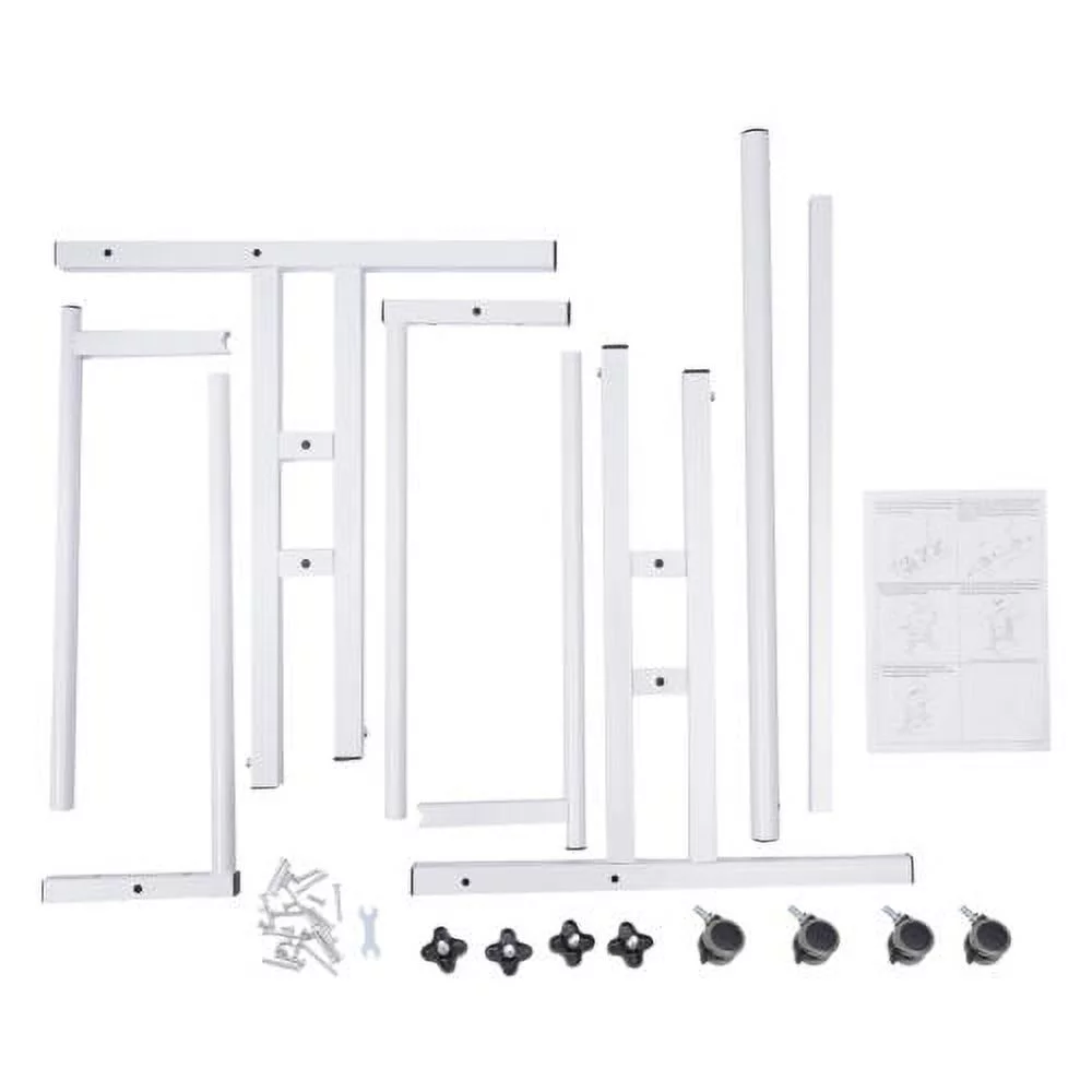 OUKANING Mobile Stand Up Desk Adjustable Laptop Desk Home Computer Table Office Table Laptop Cart With Wheels White