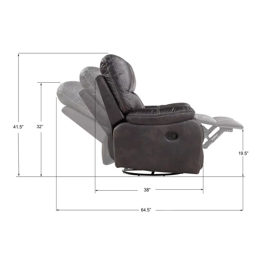 Wallace & Bay Hooper Dark Gray Swivel Reclining Glider with Swivel, Glide, And Recline Motion