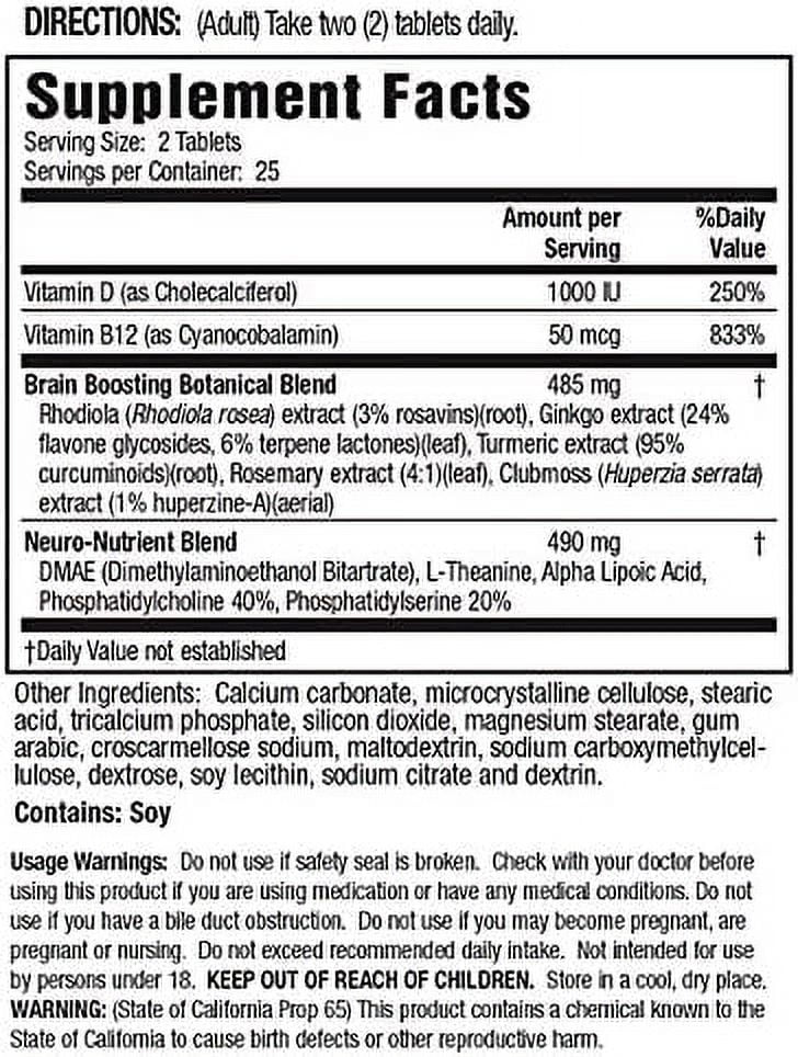 Applied Nutrition Healthy Brain All-Day Focus Tablets, 50 Ea, 3 Pack