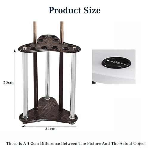 Billiard Cue Rack Stand - Holds 12 Pool Cues, Fishing Rod Storage, Durable Brown Wood - Perfect for Game Room, Billiard Room, Club Accessories