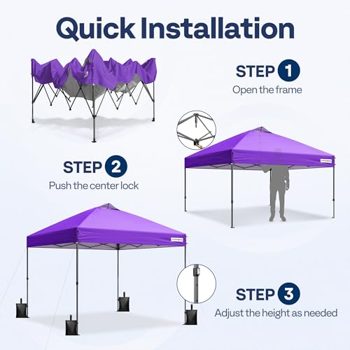 VIVOHOME 10x10ft Pop Up Canopy Tent One Push Setup Outdoor Portable Shelter Tent Heavy Duty with Wheel Carry Bag and 4 Sandbags, White