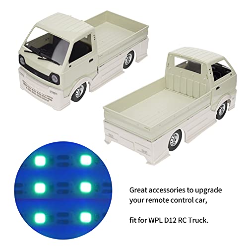 RC Wide Body with LED Light, RC Wide Body Kit Remote Control Car Large Surrounding Cover for WPL D12 Truck(Green)