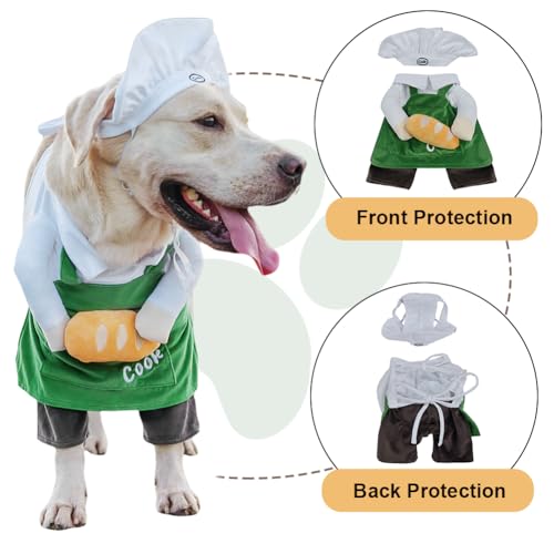 Dog Halloween Vampire Devil Cloak Cape, Red Black Classic Pet Costume for Small Medium Large Dogs, Holiday Cosplay Special Events (Chef-Green, B3)