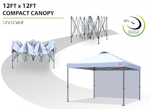MASTERCANOPY Durable Pop-up Canopy Tent with 1 Sidewall (10'x10',White)