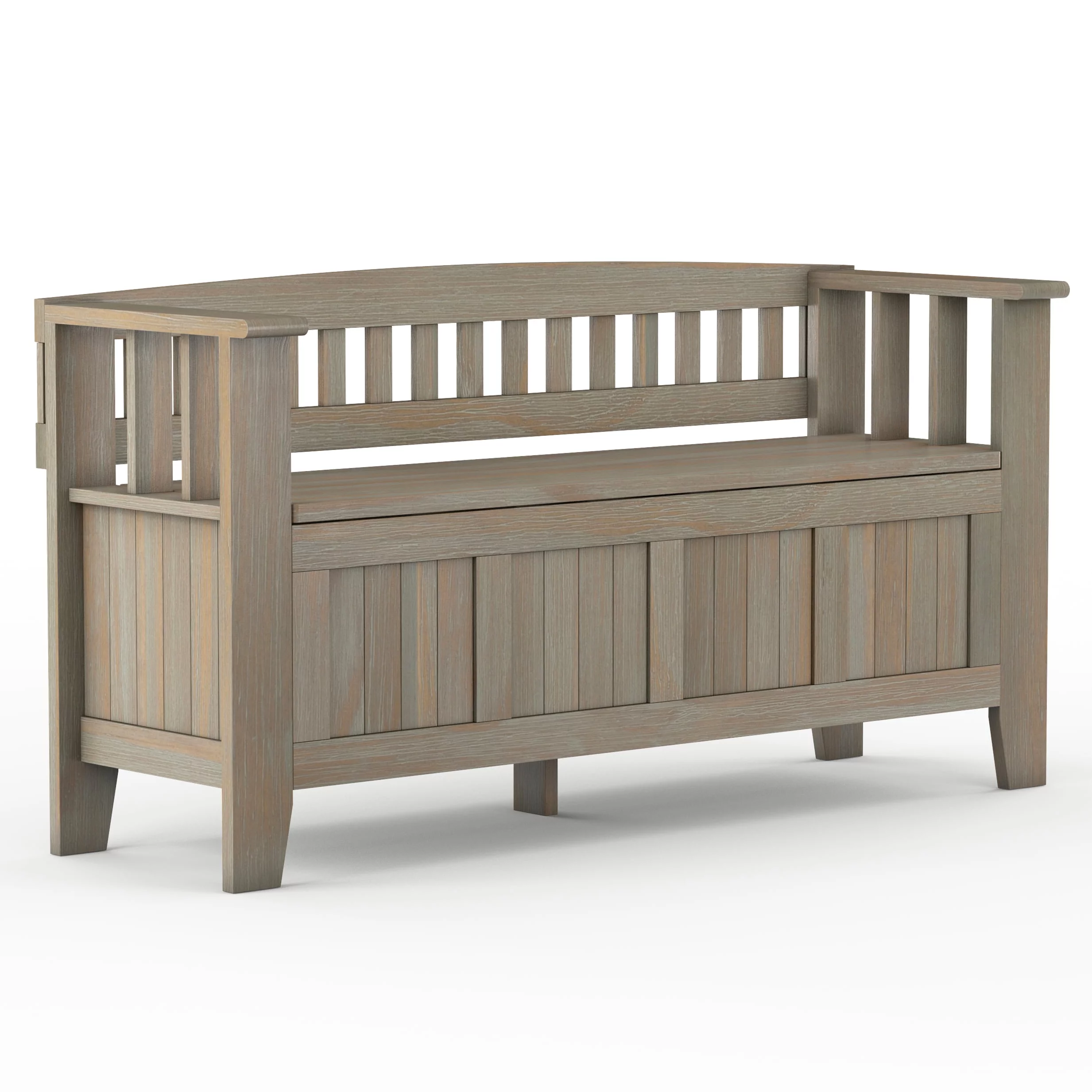 Acadian SOLID WOOD 48 inch Wide Transitional Entryway Storage Bench in Distressed Grey
