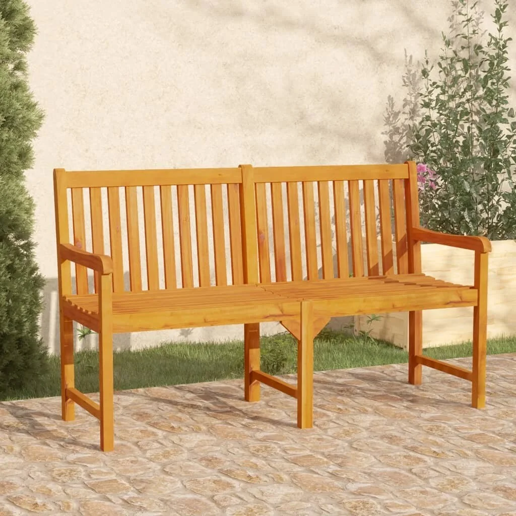 Golden acacia wood patio bench - Modern furniture