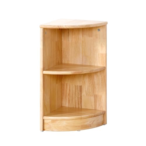 Rubber Wood Corner Cabinet, 2-Tier Toy Organizers and Storage, Montessori Shelf for Kids Room, Playroom, Nursery, Classroom, Kindergarten