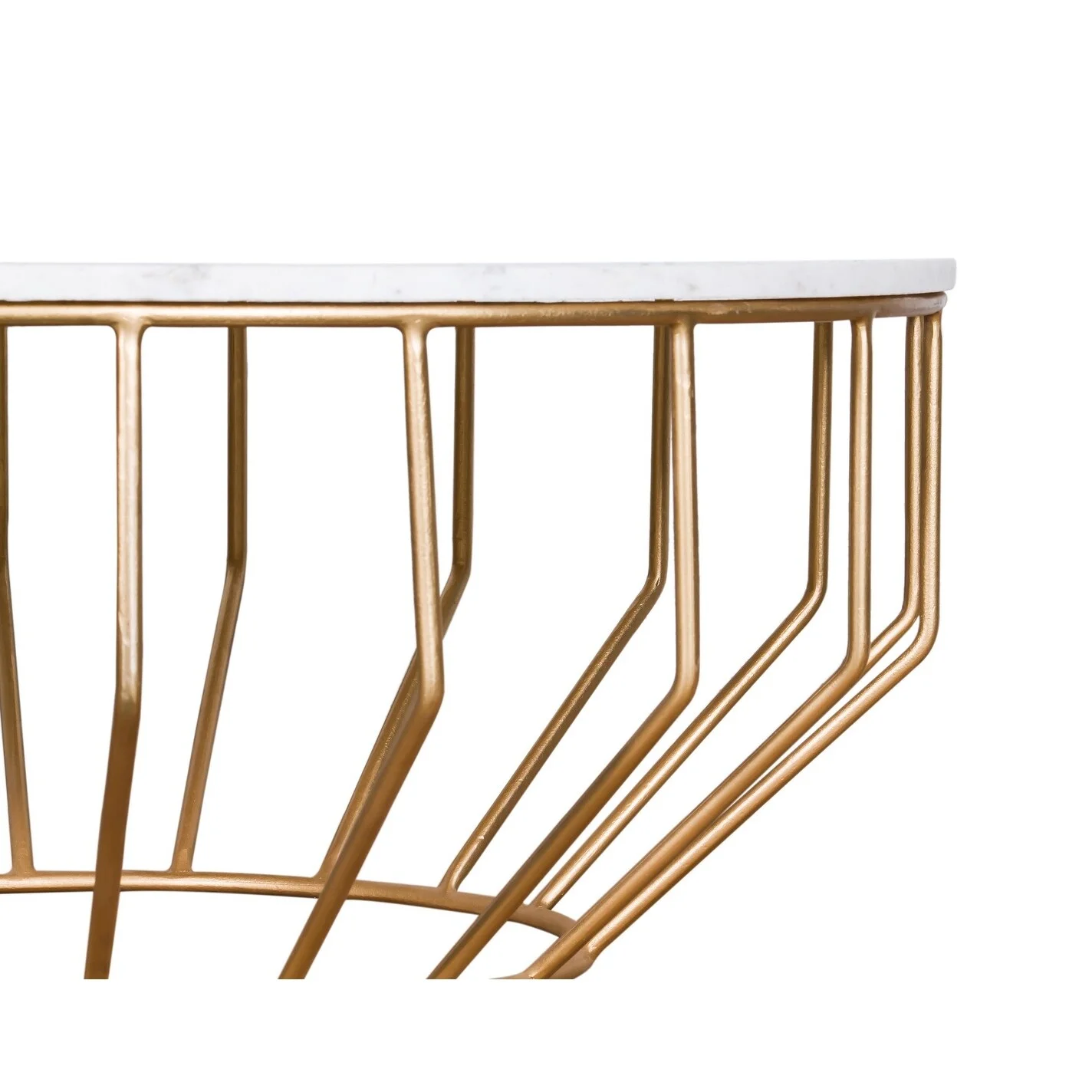 Golden Leaf Modern Coffee Table with Real Marble Top and Gold Base Assembly Required White Marble