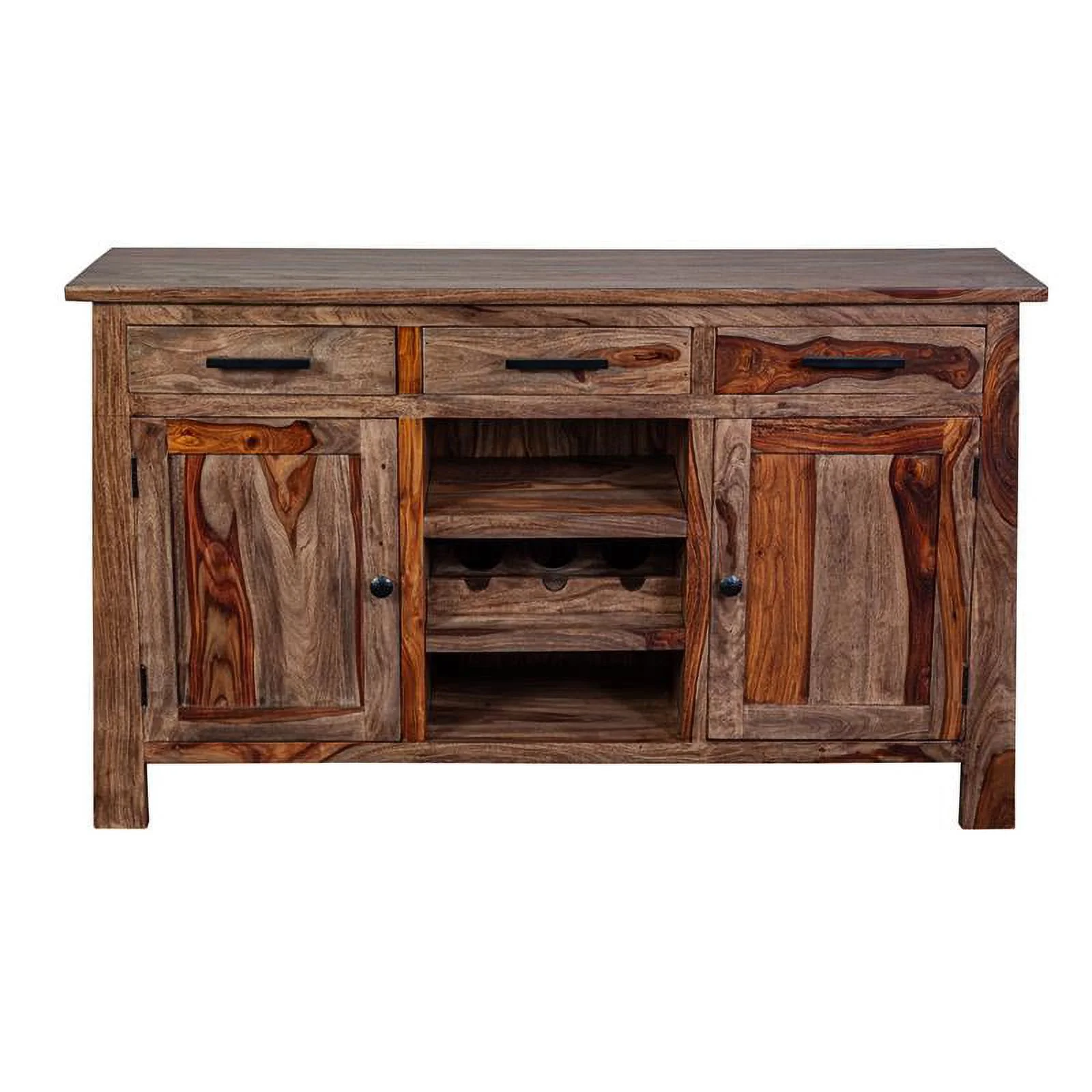 Kalispell Solid Sheesham Wood Sideboard Bar - Harvest