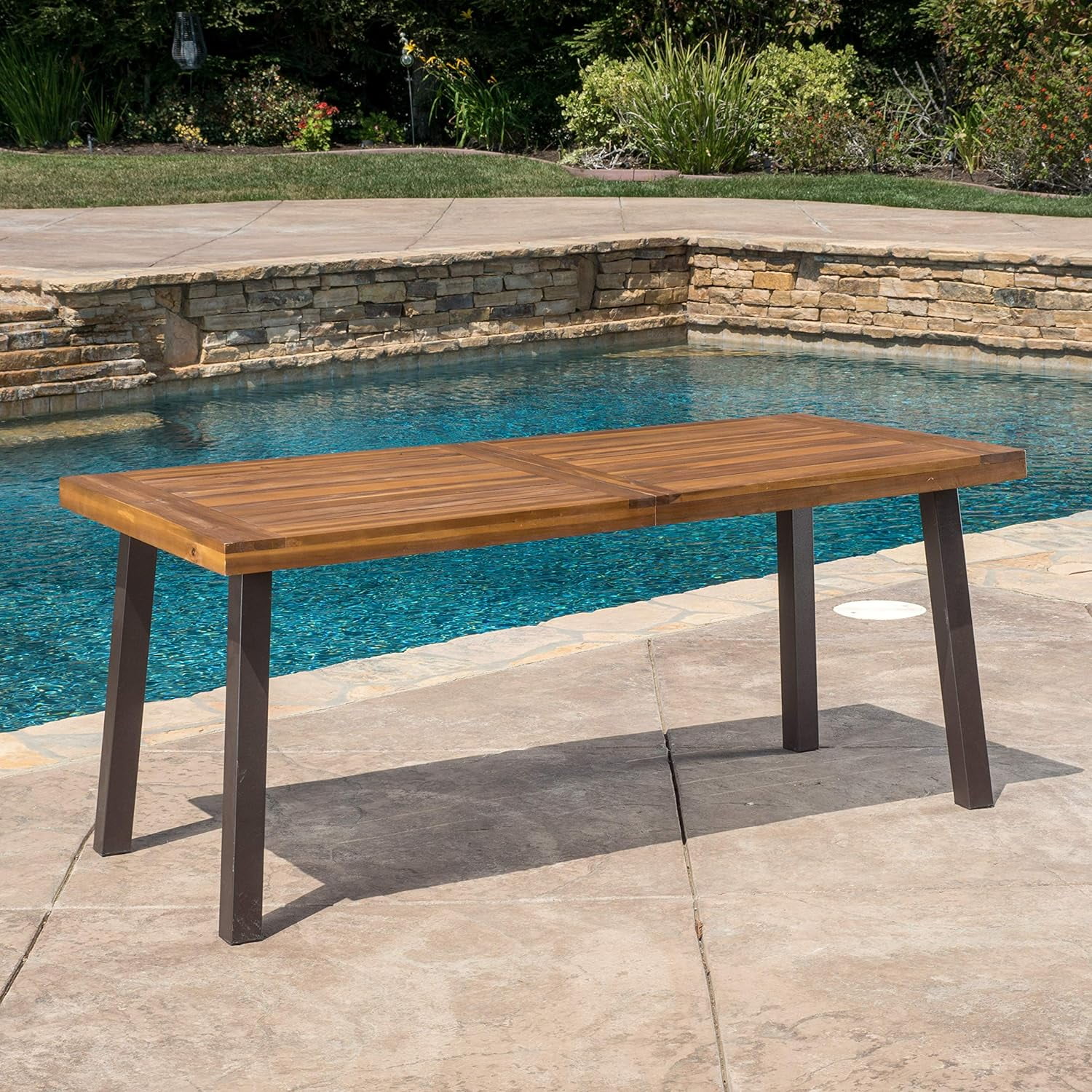 298192 Spanish Bay Acacia Wood Outdoor Dining Table | Perfect For Patio | With Teak , Brown