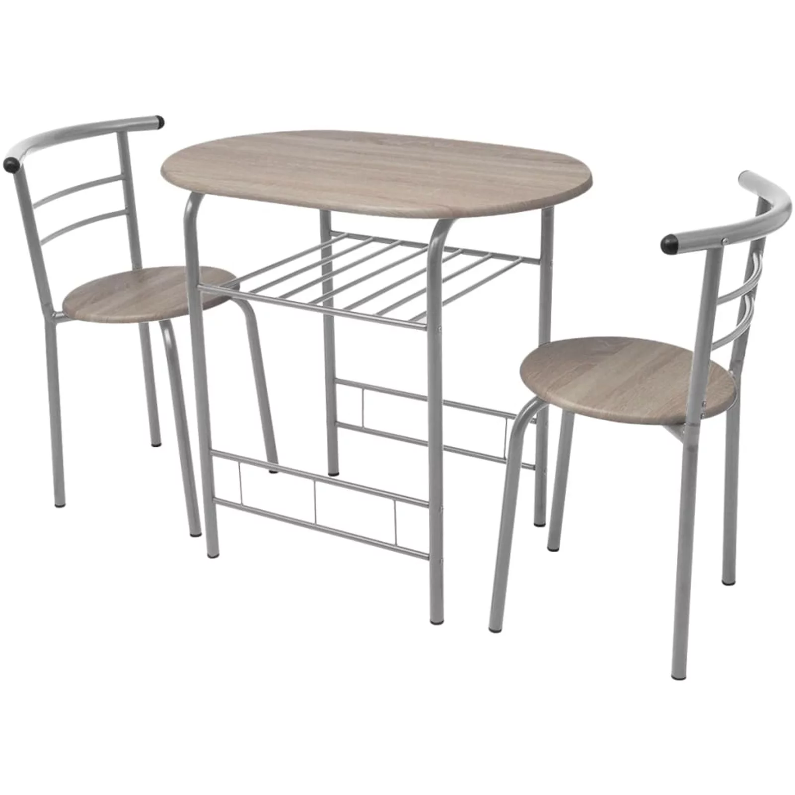 moobody 3 Piece Bar Set MDF Breakfast Table with 2 Stool Chairs Dinner Set Iron Frame for Dining Room, Kitchen, Bar, Cafe, Home Furniture