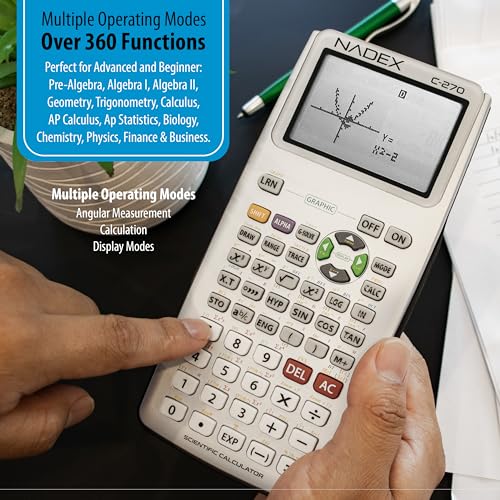 Scientific Calculator with Graphing, Includes Carrying Case, for College and High School Students, Calculus, Algebra, Geometry, Trigonometry, Statistics, Physics, Chemistry, Black