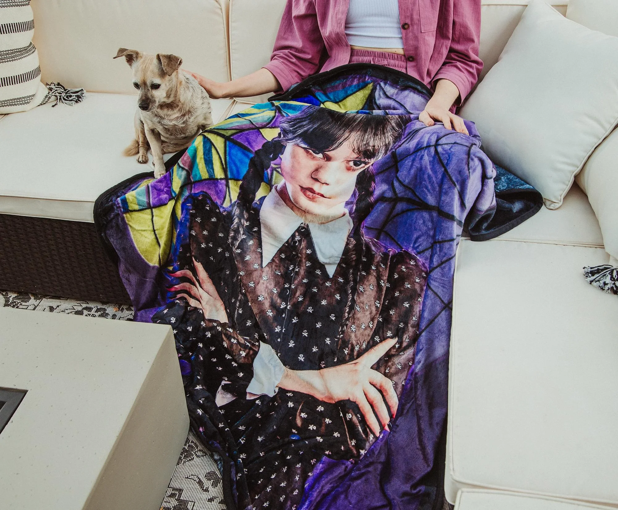 Addams Family Wednesday Signature Pose Raschel Throw Blanket | 45 x 60 Inches