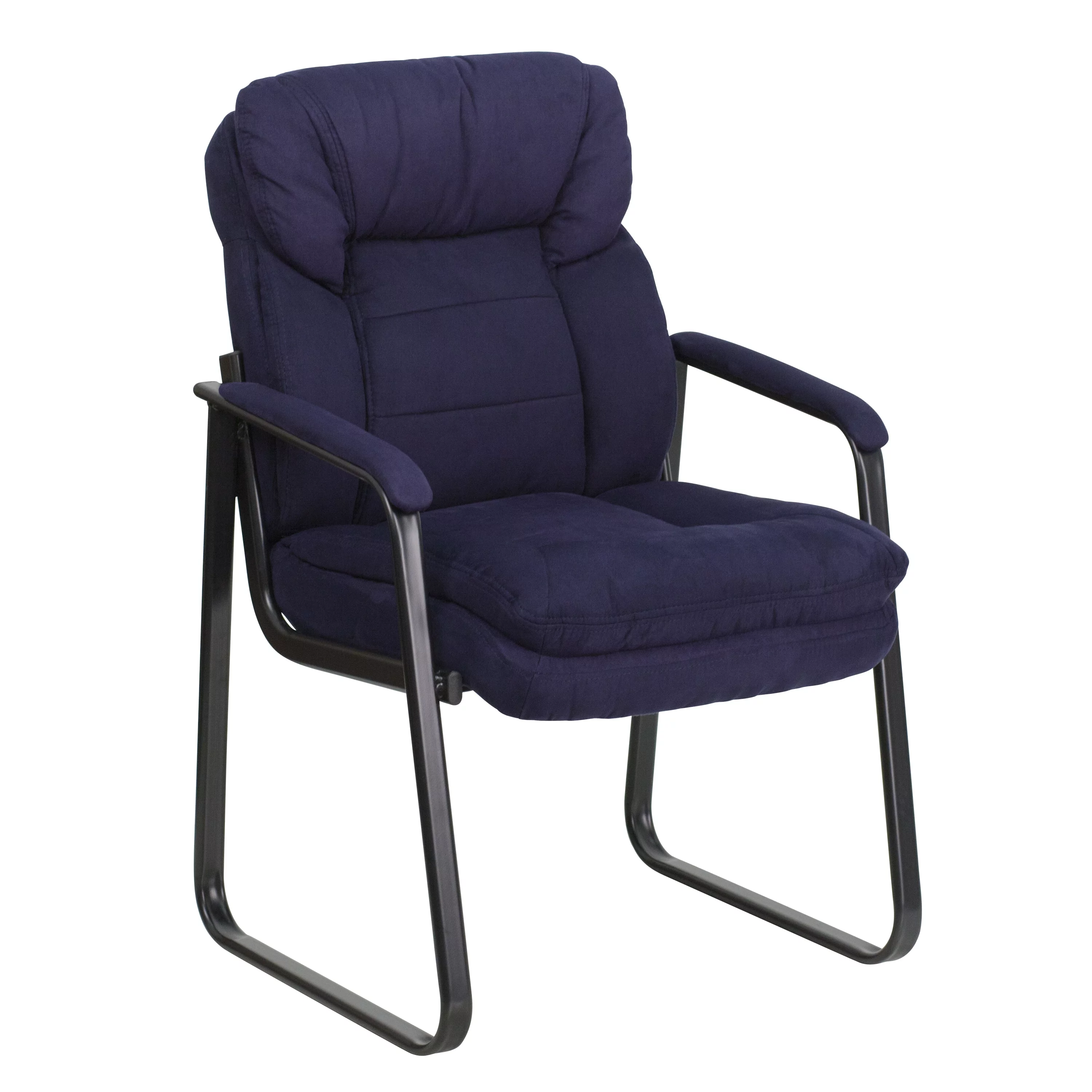 A Line Furniture Navy Blue Microfiber Sled Base Executive Office Visitor Chair