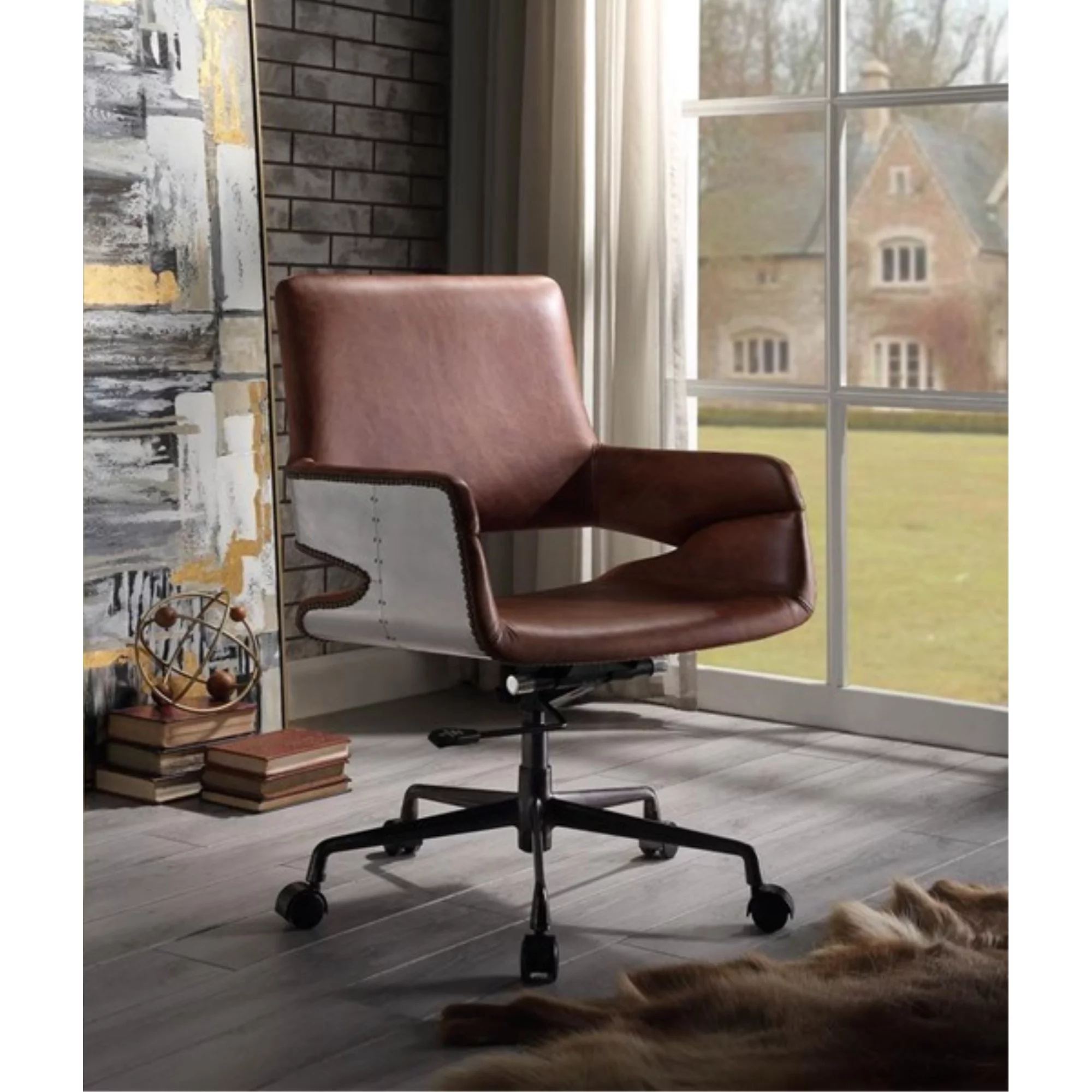 Ergode Executive Office Chair Vintage Cocoa Top Grain Leather