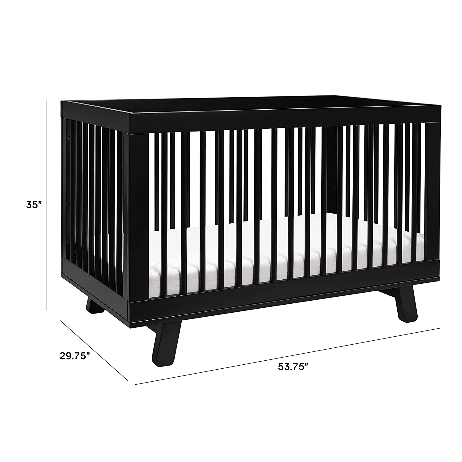 3-in-1 Convertible Crib with Toddler Bed Conversion Kit in Black, Greenguard Gold Certified