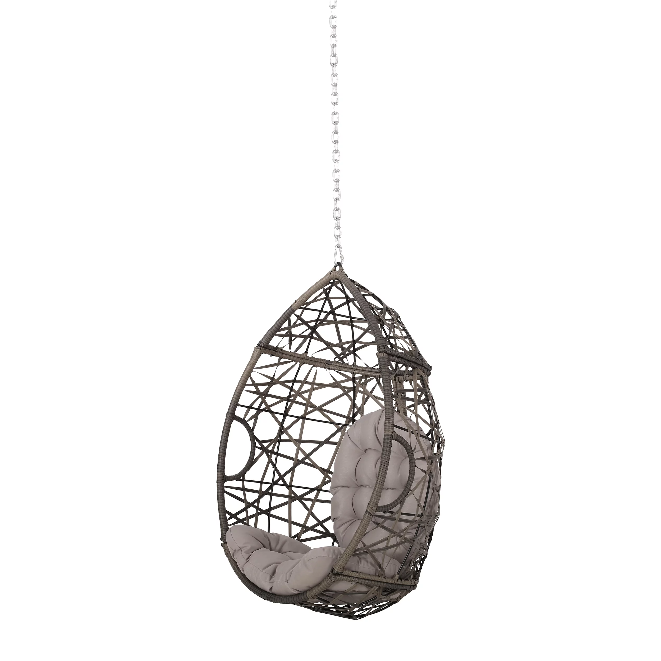 Noble House Los Alamitos Wicker Hanging Chair (NO STAND) in Gray