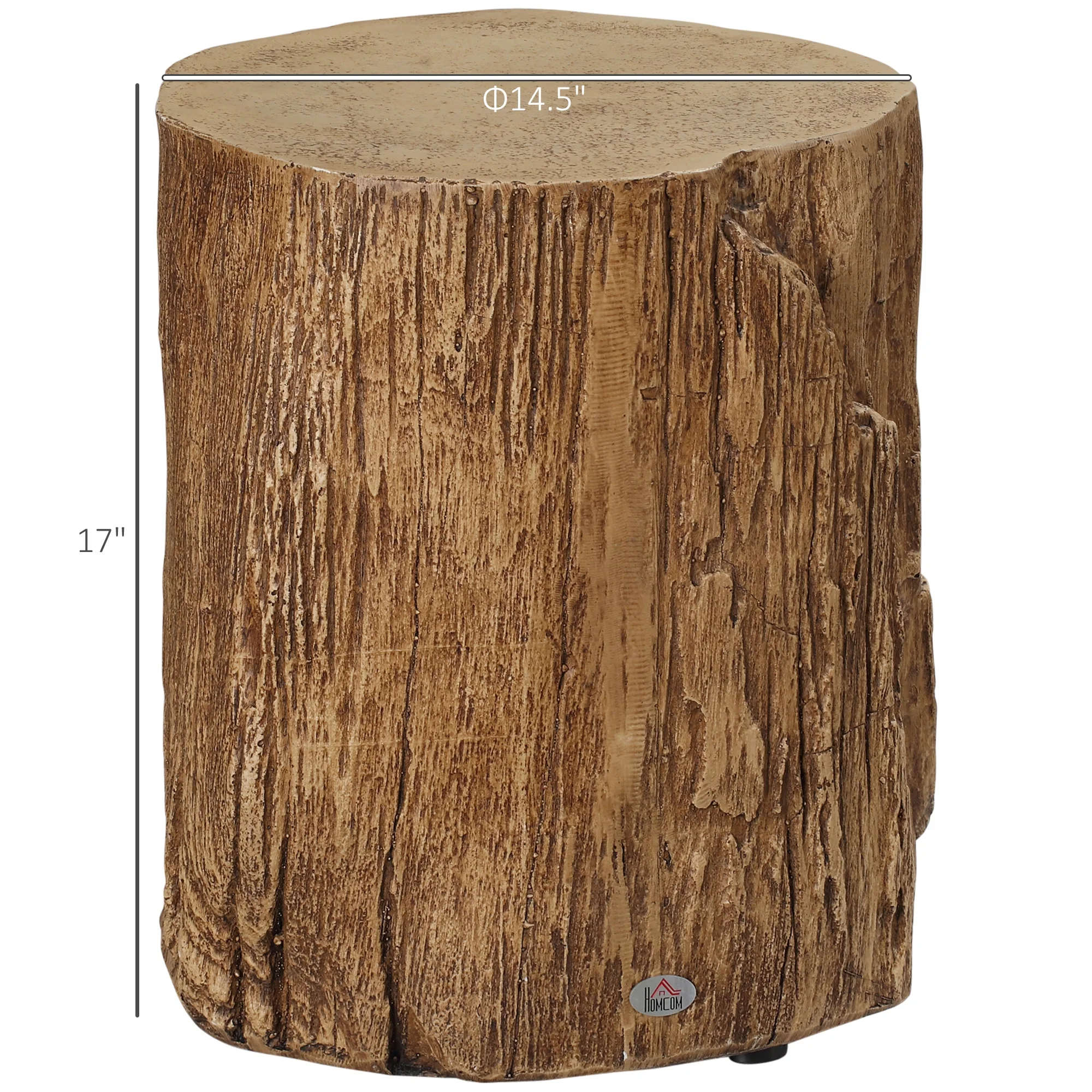 HOMCOM Side Table, Tree Stump Shape Concrete End Table, Set of 2, Natural