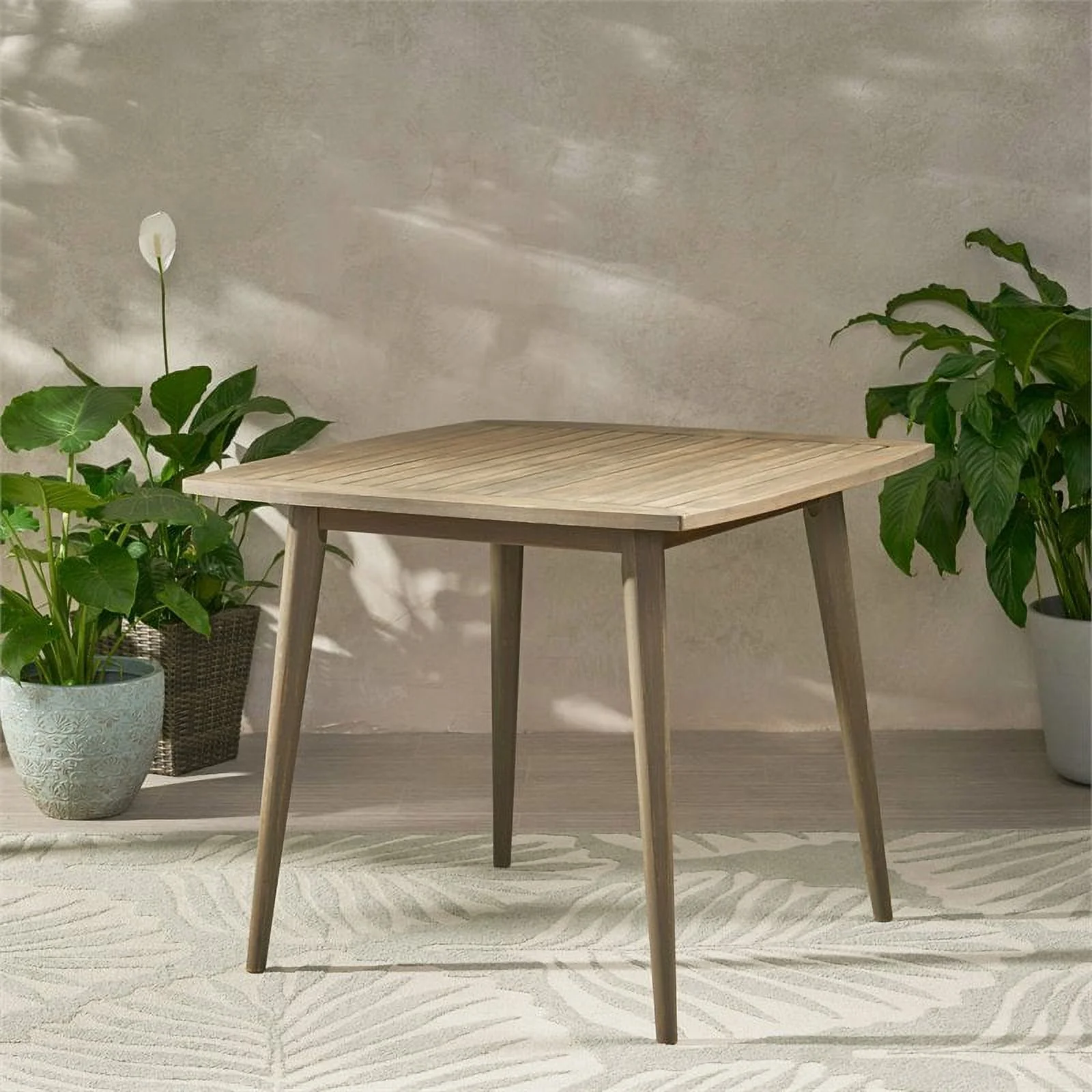 Noble House Wallace Square Acacia Wood Indoor Dining Table in Gray