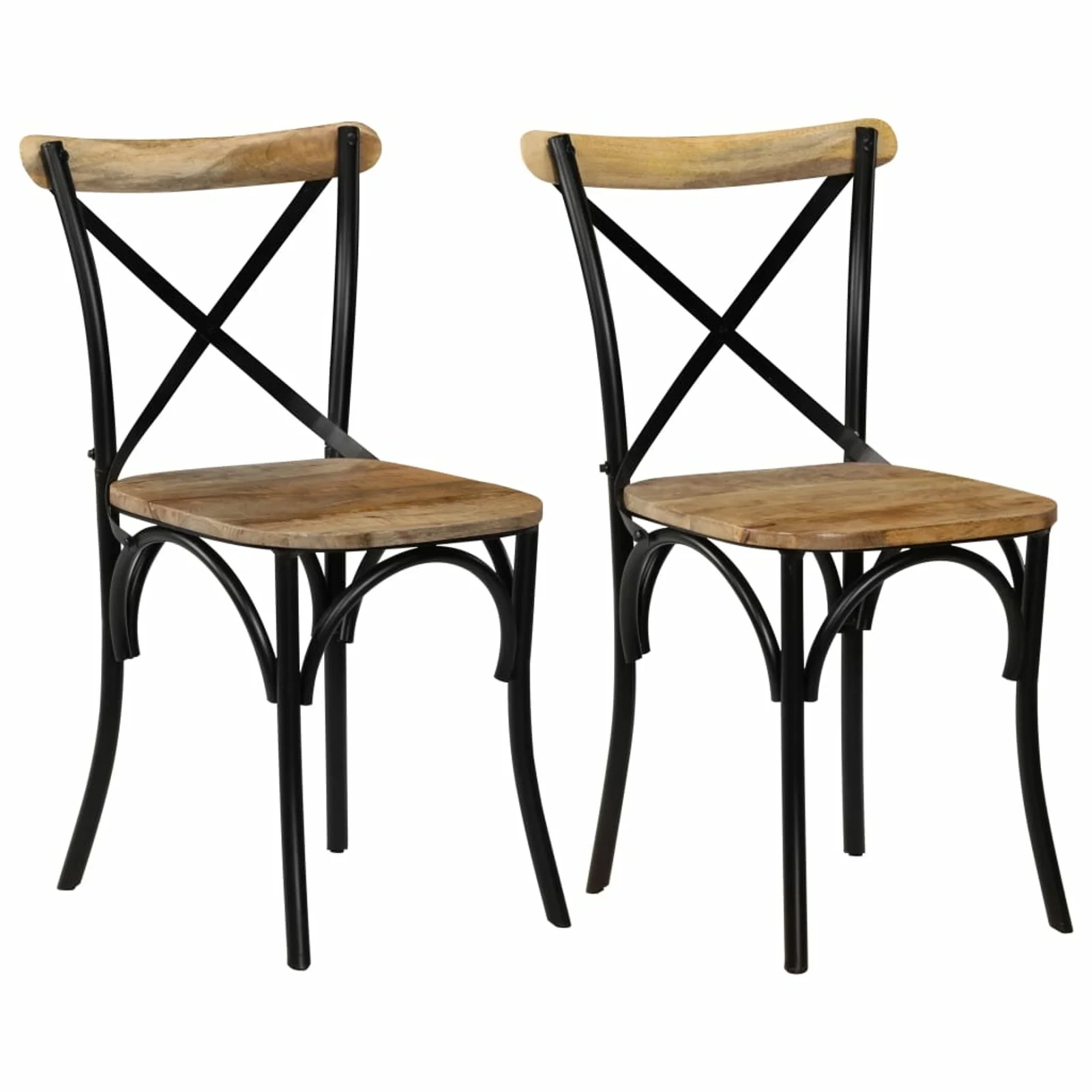 Festnight Cross Chairs 2 pcs Black Solid Mango Wood