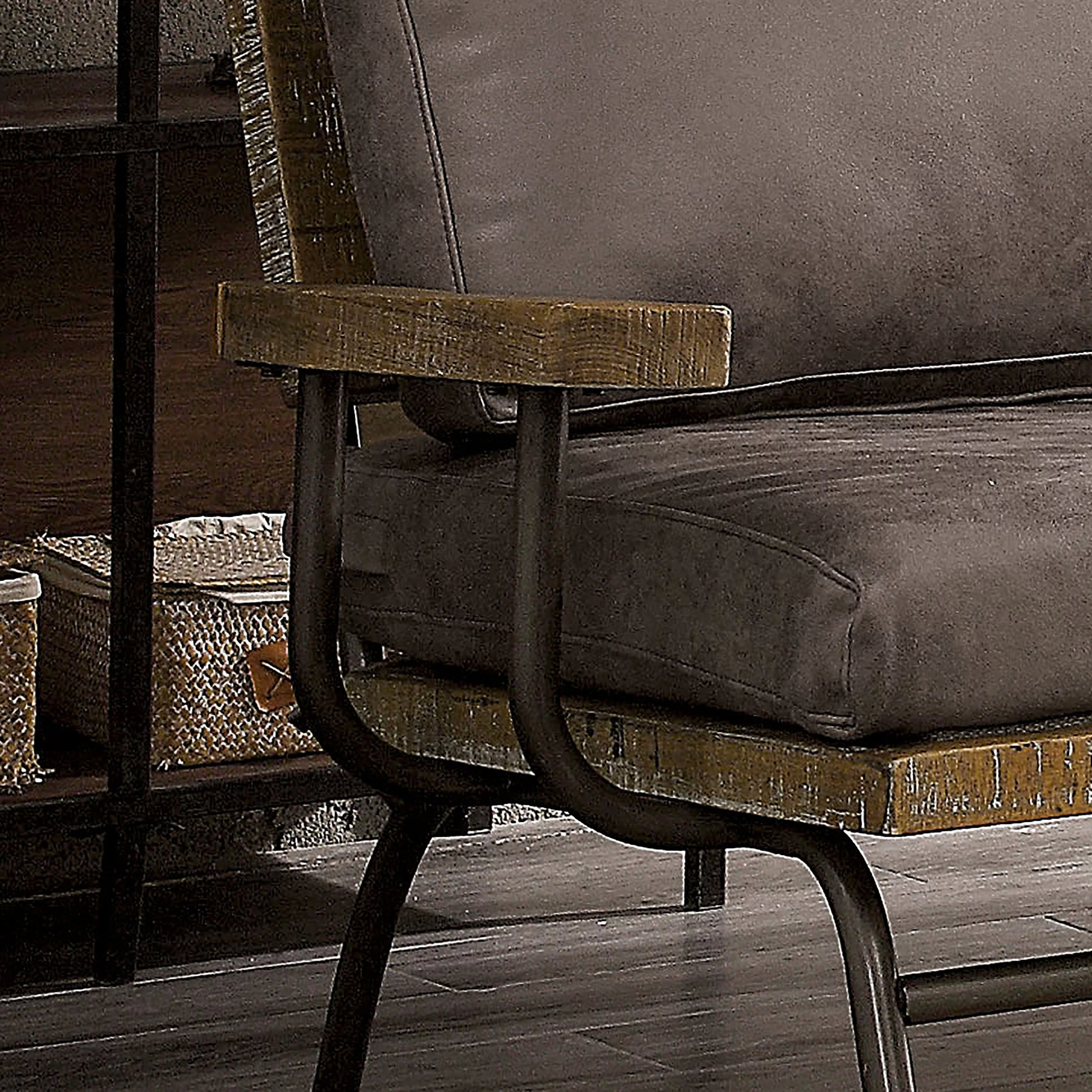 Furniture of America Meza Rustic Cushioned 2-Seater Loveseat in Brown Faux Leather