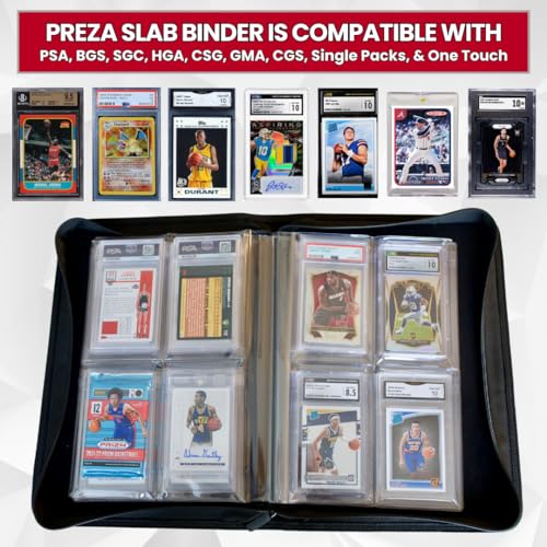 PREZA The Original Slab Binder - Graded Card Storage Binder - Holds 32 Graded Slabs - Premium Trading Card Album compatible with PSA, BGS, and SGC (Red)