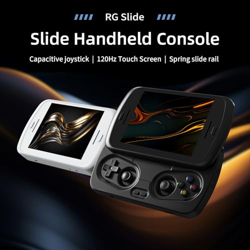 RG Slide Handheld Game Console RG Slide 4.7-inch LTPS In-Cell display 1280*960 Screen Retro Game Console 128G UFS2.2 Card Portable Arcade Video Gaming Console with Capacitive Joystick Black