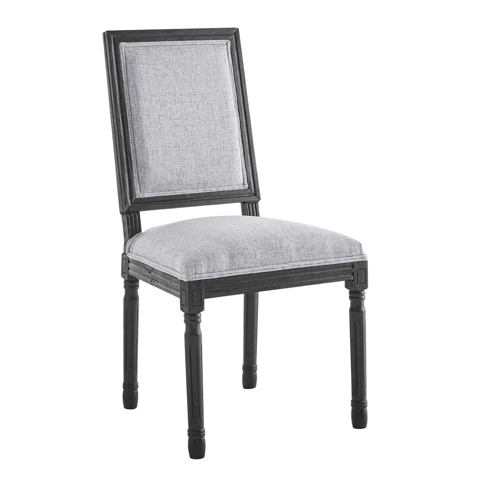 Modway Court French Vintage Upholstered Fabric Dining Side Chair in Black Light Gray
