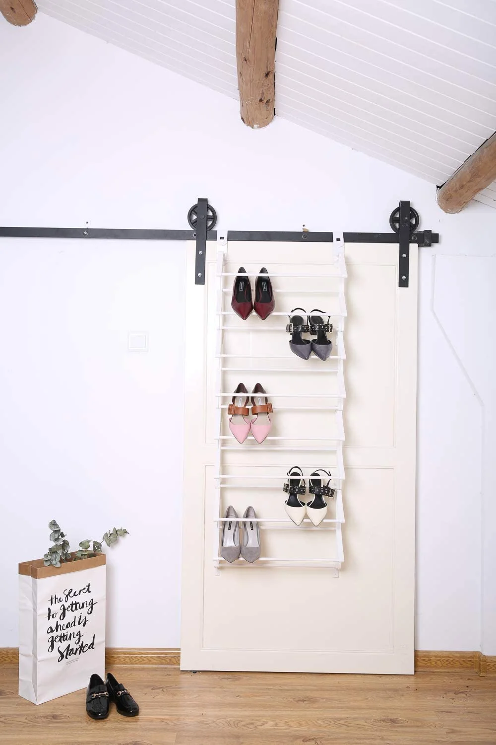 Shoe Rack For Closet, Hanging Over The Door Organizer, Space Saving Storage With 8 Holder Racks For Shoes, Fits Bedroom   Entryway Doors, Closet Organizer, Room Accessories, White