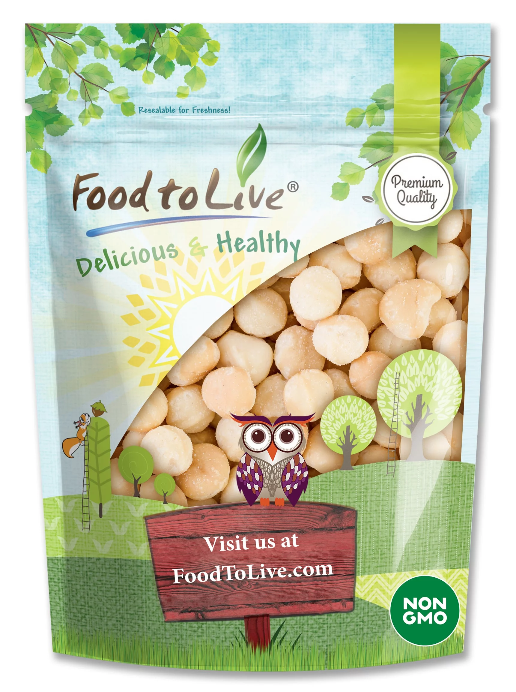 Whole Macadamia Nuts, Non-GMO Verified, 2 Pounds — Kosher, Raw, Vegan — by Food to Live