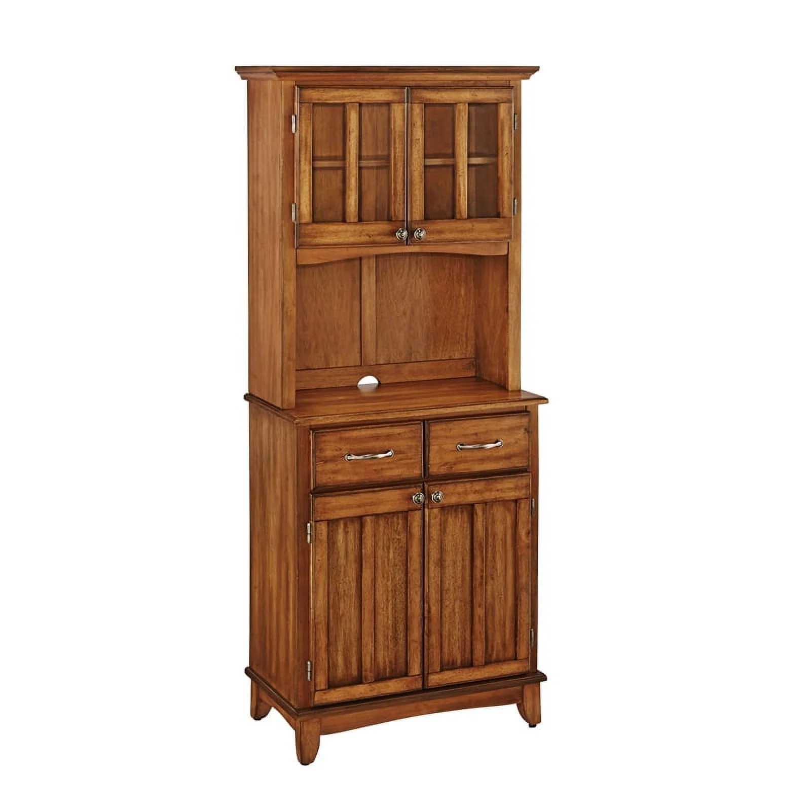 Pemberly Row Wood Buffet  with 2-Door Panel Hutch in Cottage Oak
