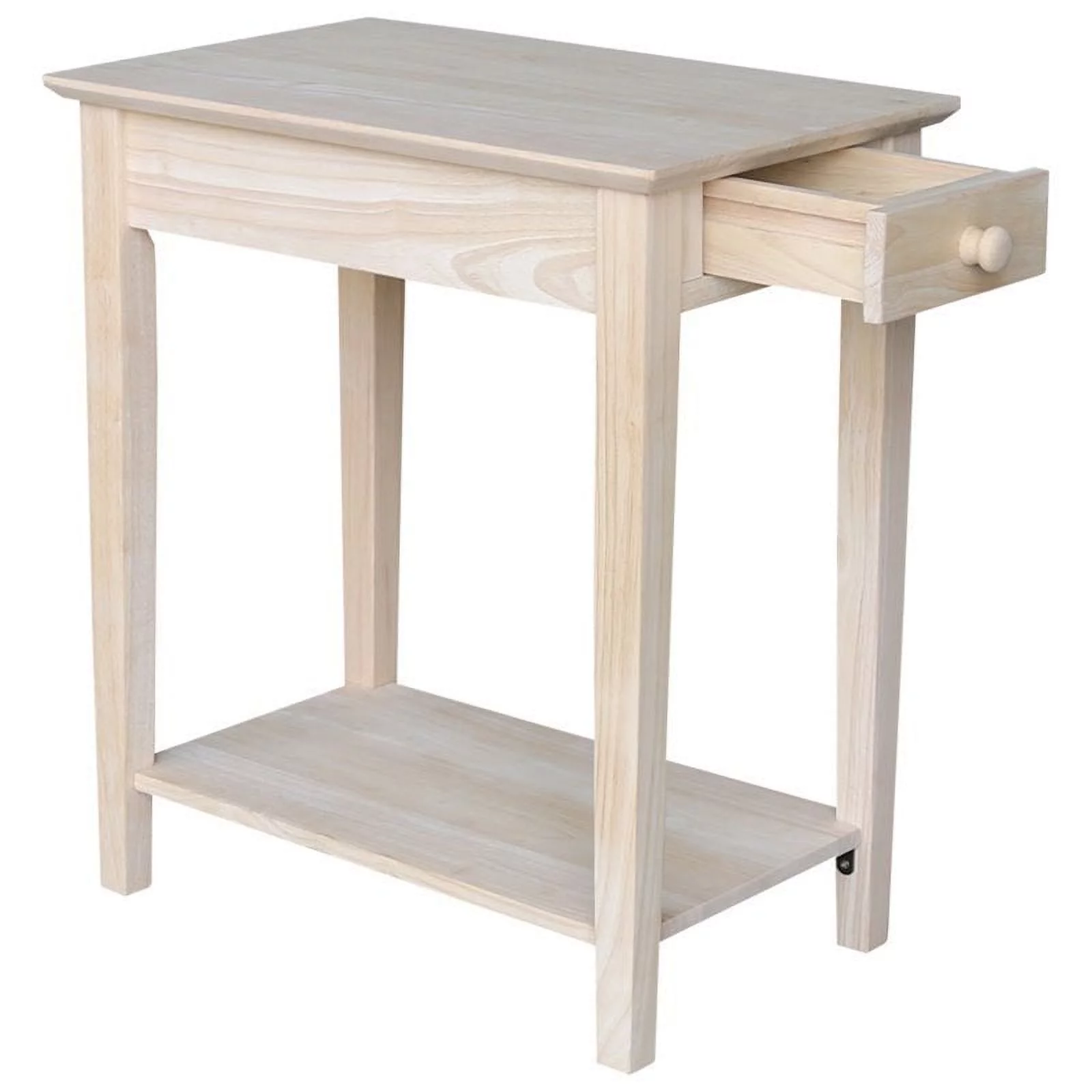 Pemberly Row 1 Drawer Transitional Wood Narrow End Table in Natural
