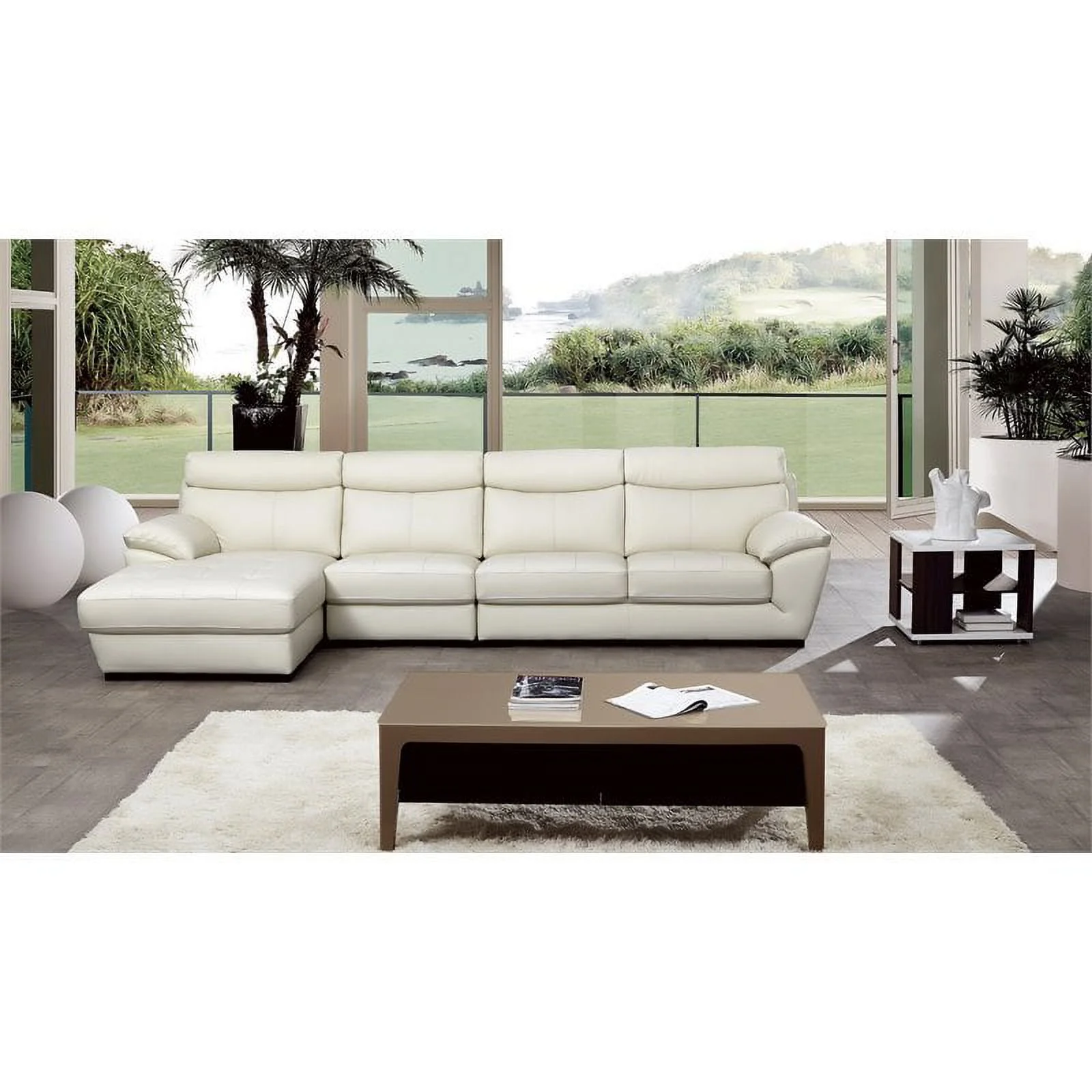 American Eagle Furniture Leather Left Side Facing Chaise Sectional in White