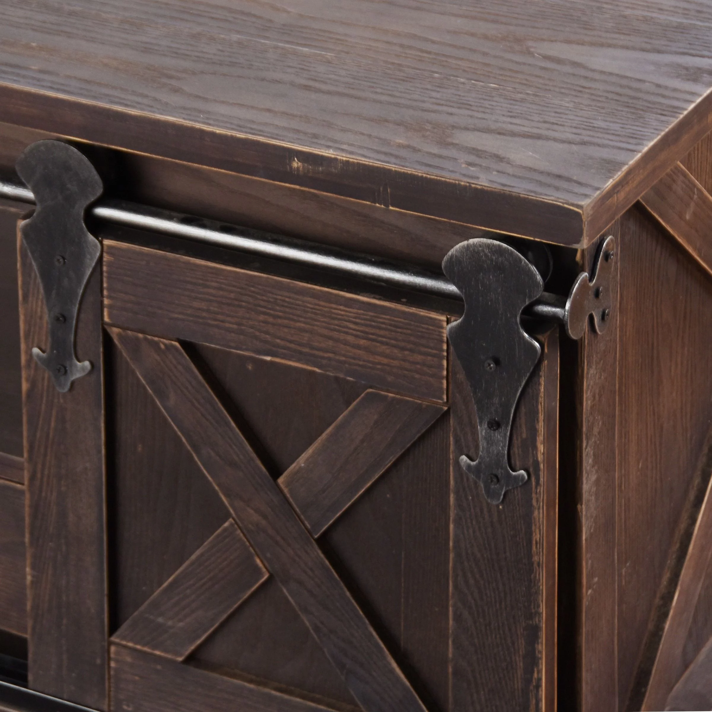 Two Door, One Drawer and Shelf Wooden Coffee Table - Dark Brown