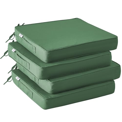 Outdoor Chair Cushions Set of 4, Waterproof Outdoor Seat Cushions for Patio Furniture, Patio Chair Cushion with Handle and Ties, Square Out Door Chair Pads,19