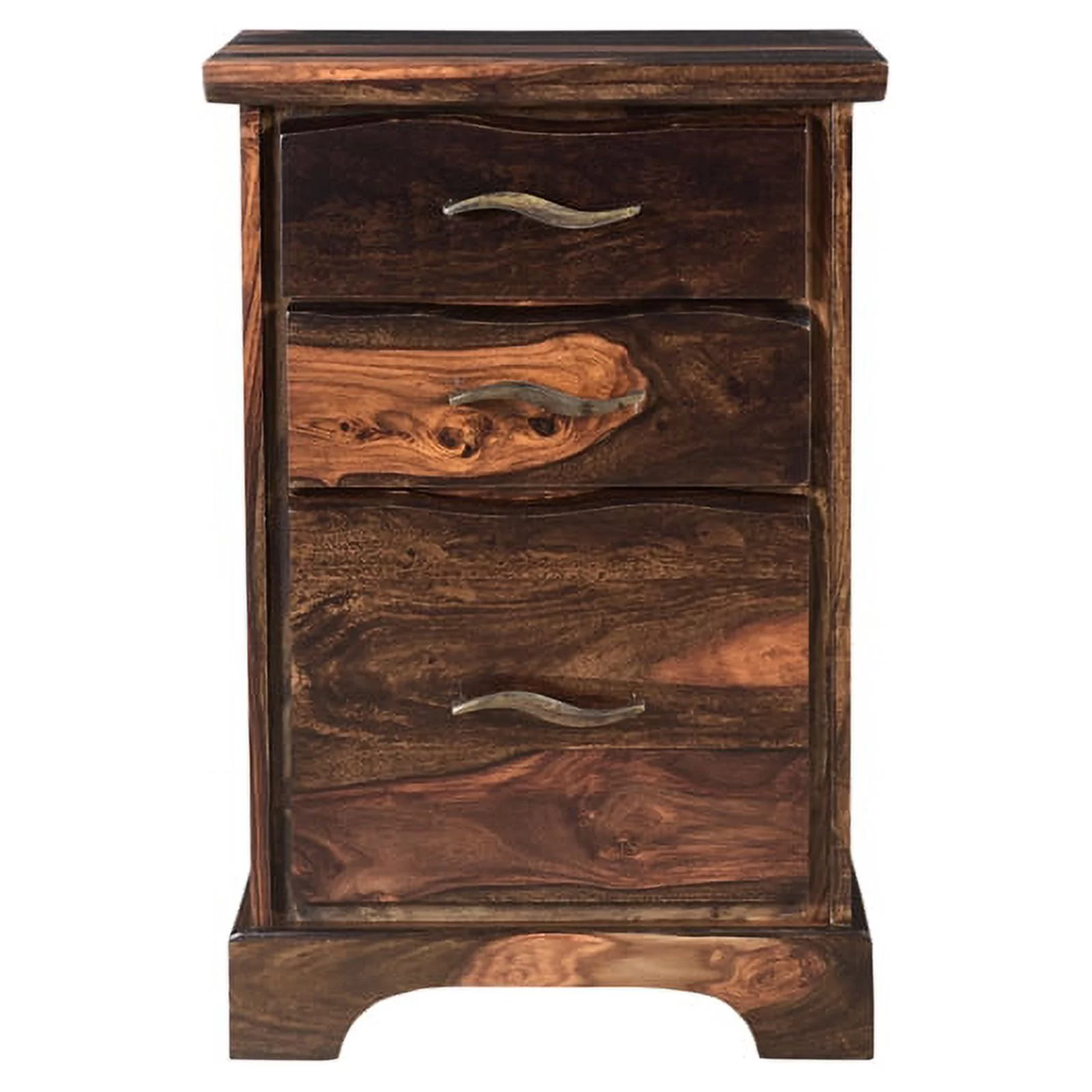 Taran Designs Darcy 3-drawer Live Edge Solid Wood Filing Cabinet in Dark Brown