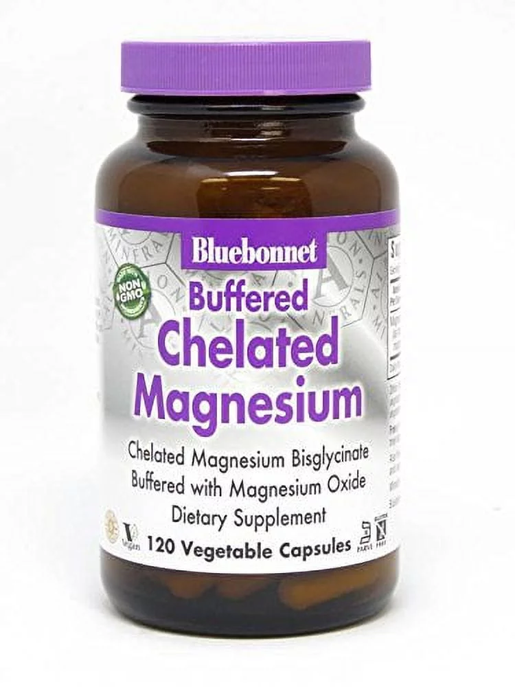 Bluebonnet Albion Chelated Buffered Magnesium 200 mg, 120 Vegetarian Capsules, 120 Count