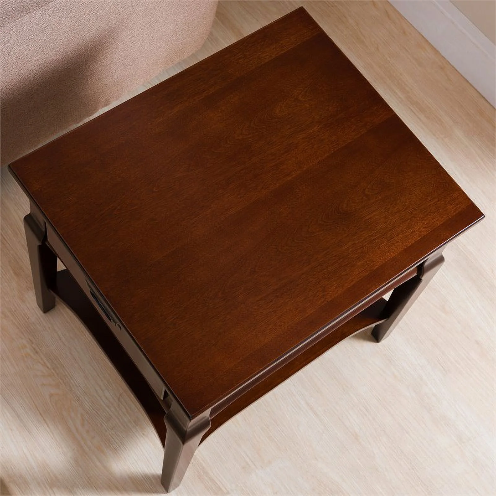 Home Square 2-Piece Furniture Drawer End Table Set in Heartwood Cherry