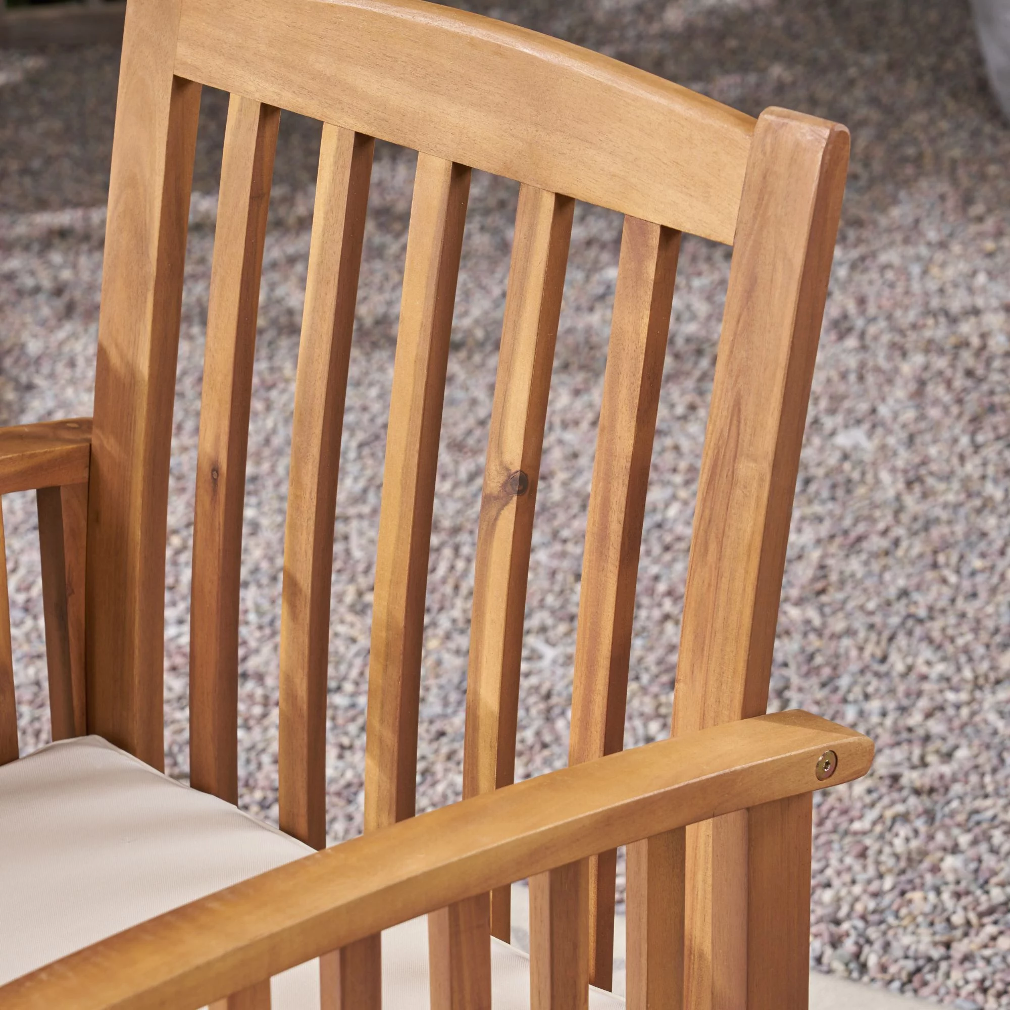 Noble House Casa 3 Piece Wooden Round Patio Dining Set in Teak and Cream