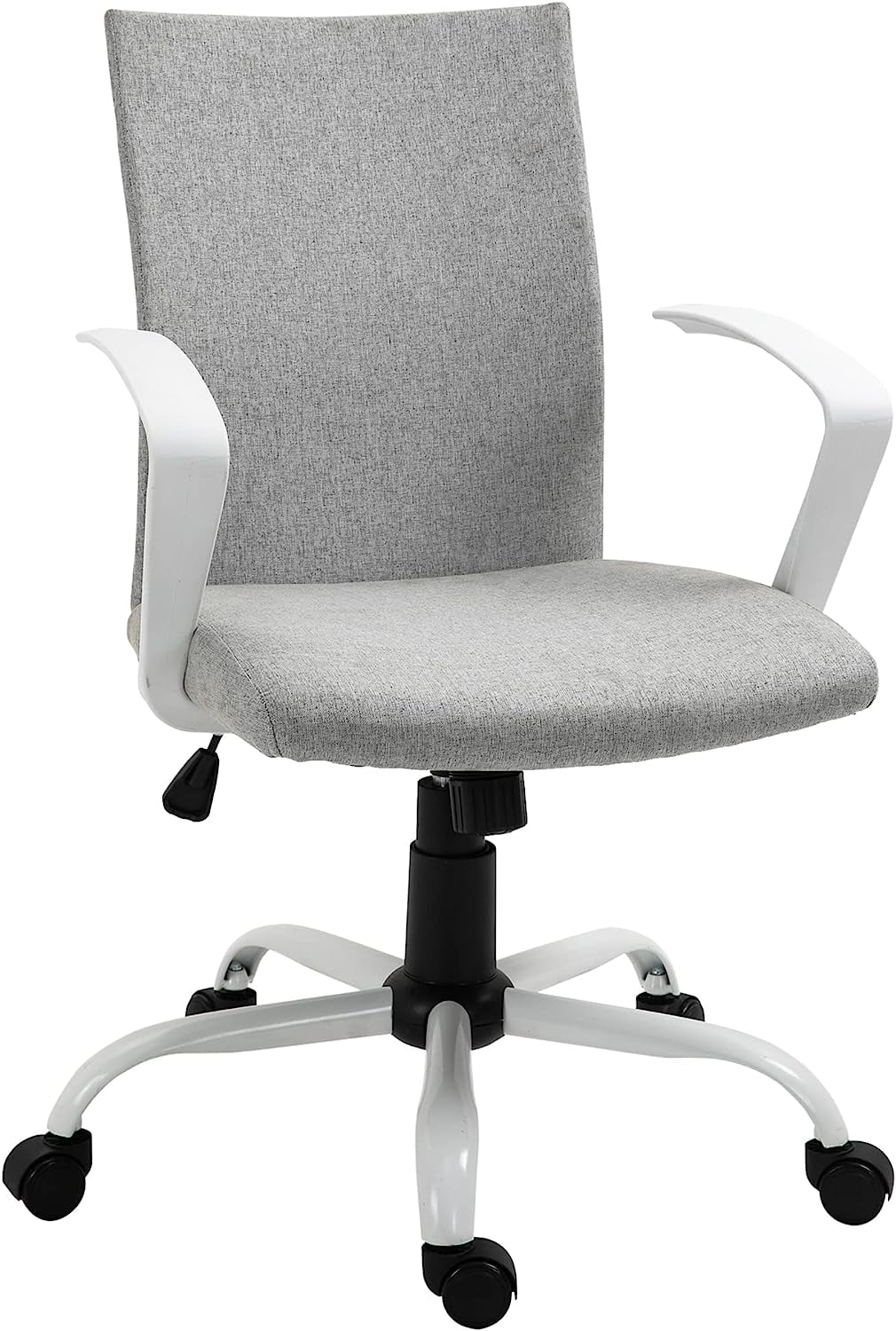 Back Home Office Chair With Adjustable Height, Computer Chair With High Armrests And Rocking Function, Light Grey/White
