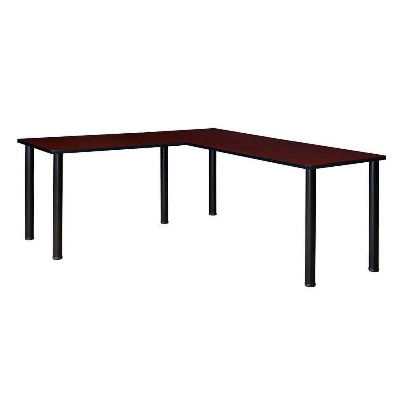 Kee 66 in. L-Desk with 42 in. Return, Mahogany & Black
